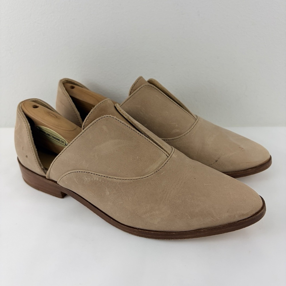Nisolo Beige Nubuck Leather Slip On Loafers Flats Women's Size 8 Minimalist